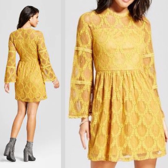 Xhilaration Dresses & Skirts - NWOT Xhileration mustard yellow lace dress